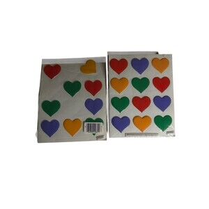 Vintage Puffy Heart Sticker Lot 2 Sheets Colorful Raised Embossed Hearts NOS